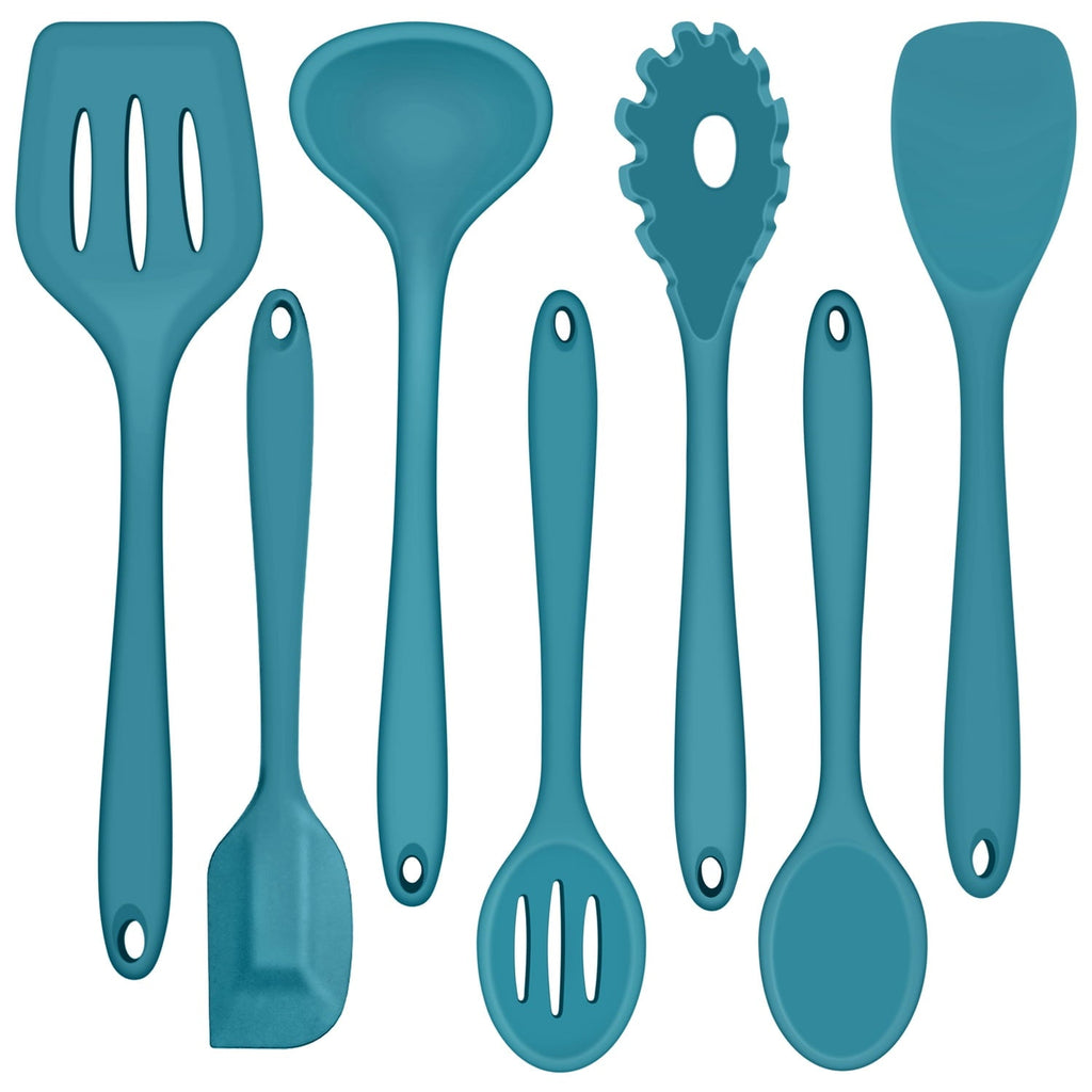 Professional Grade 7-Piece Silicone Cooking Utensils Set, Blue Kitchen Utensils, Non-stick Gadgets Tools Include Slotted Turner, Soup La... - High-Precision Culinary Tool for Baking & Cooking - Default Title
