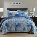 Fluffy Down Alternative Quilt Comforter Cotton Bedding Set With Shams, Vintage Blue, King - Cloud-Like Soft Lightweight Bed Comforter - Default Title
