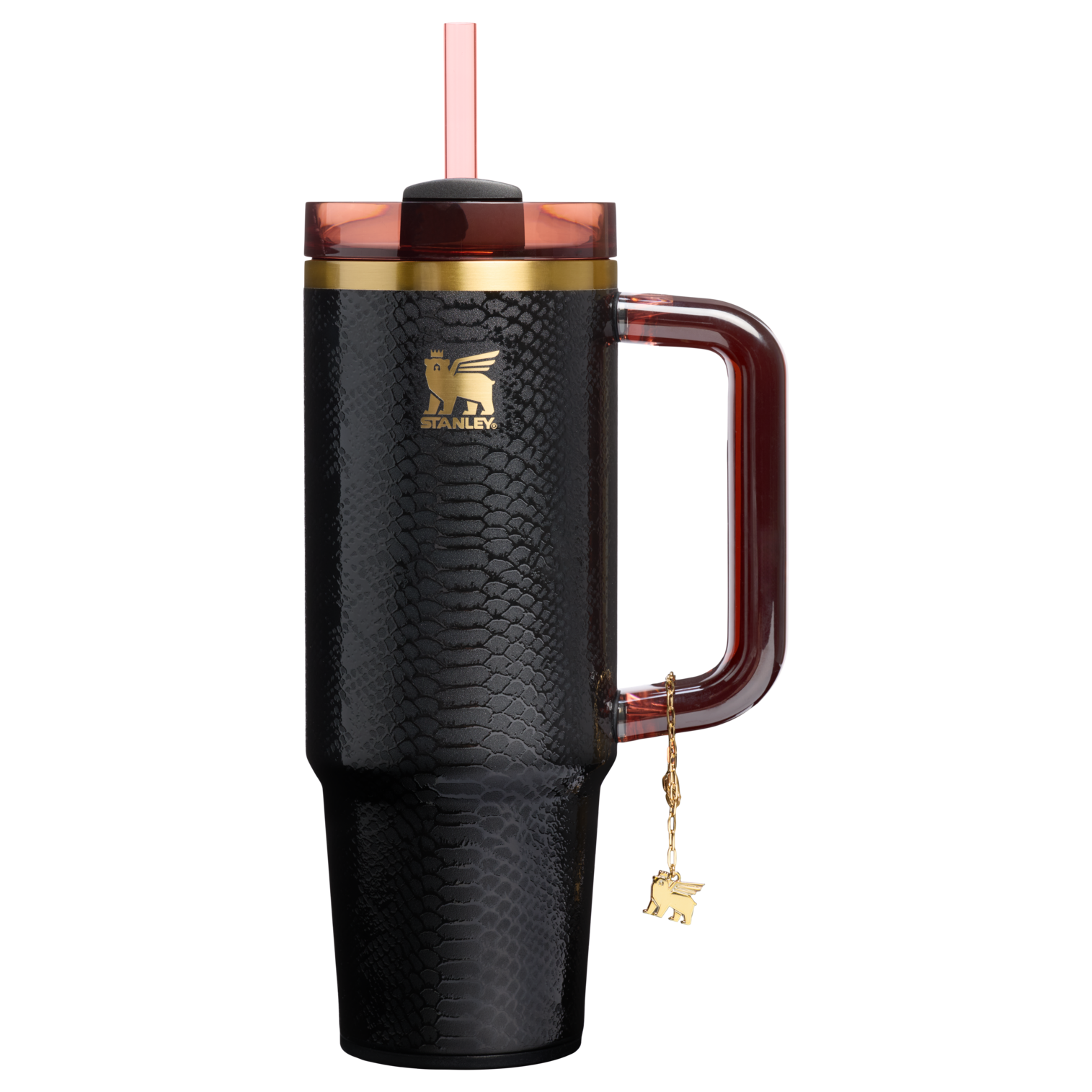 Double-Wall Vacuum The Quencher Luxe H2.0 Flowstate Tumbler D171F - Double-Wall Vacuum Insulated Travel Tumbler with Straw - Black Snakeskin