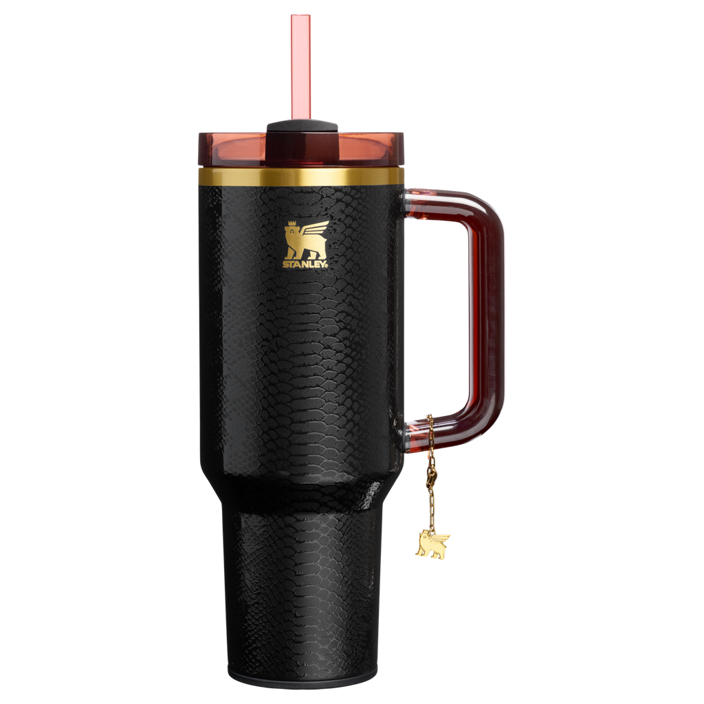 Large Capacity The Quencher Luxe H2.0 Flowstate Tumbler D170A - Double-Wall Vacuum Insulated Travel Tumbler with Straw - Black Snakeskin