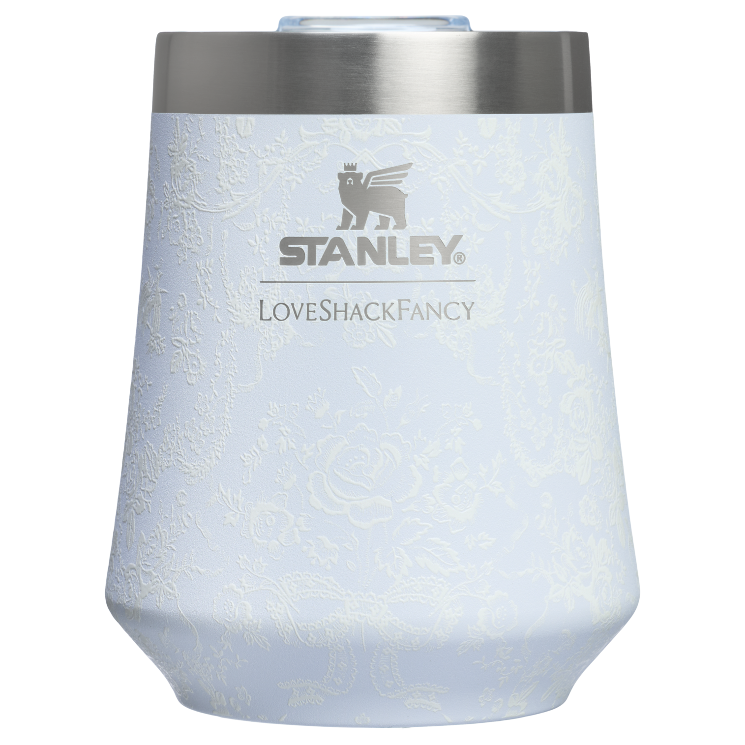 Premium Matte Stanley 1913 x LoveShackFancy Holiday Reserve Wine Tumbler D367F - Shatterproof Flavor-Preserving Cocktail Tumbler with Lid - Baby Bow Pink Peppermint