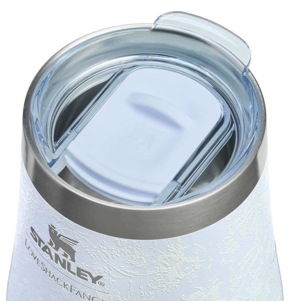 Premium Matte Stanley 1913 x LoveShackFancy Holiday Reserve Wine Tumbler D367F - Shatterproof Flavor-Preserving Cocktail Tumbler with Lid Detail