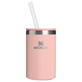 Portable Mini The Everyday Can Cooler Cup D353P - Compact All-Weather Soft-Sided Cooler Backpack - Peach Rose Picnic Stripe