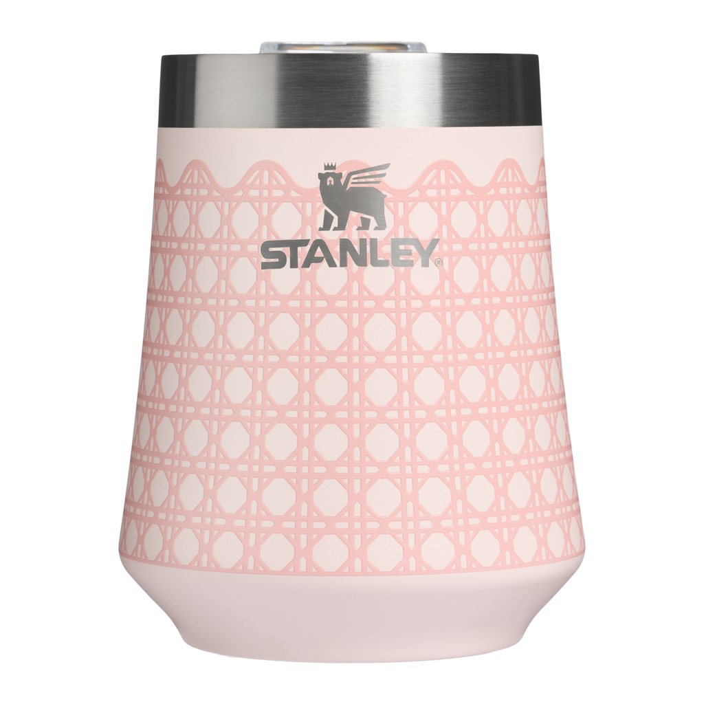 Flavor-Preserving The Reserve Wine Tumbler D352C - Shatterproof Flavor-Preserving Cocktail Tumbler with Lid - Rose Quartz Rattan