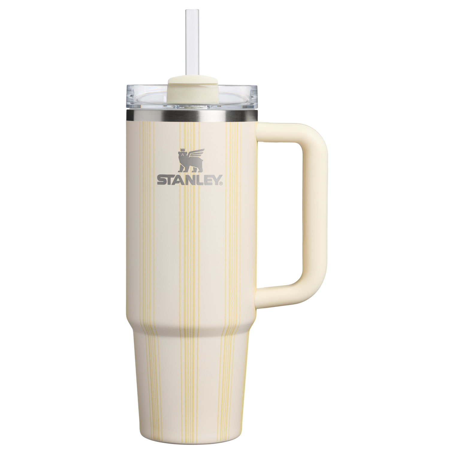 Large Capacity The Quencher H2.0 Flowstate Tumbler D343V - Premium Stainless Steel Straw Cup for All-Day Hydration - Cream Picnic Stripe