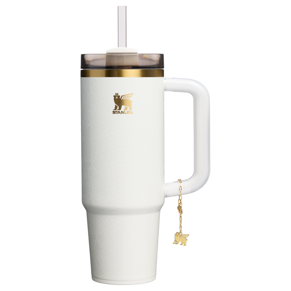 Double-Wall Vacuum The Quencher Luxe H2.0 Flowstate Tumbler D171F - Double-Wall Vacuum Insulated Travel Tumbler with Straw - Pale Stone Snakeskin