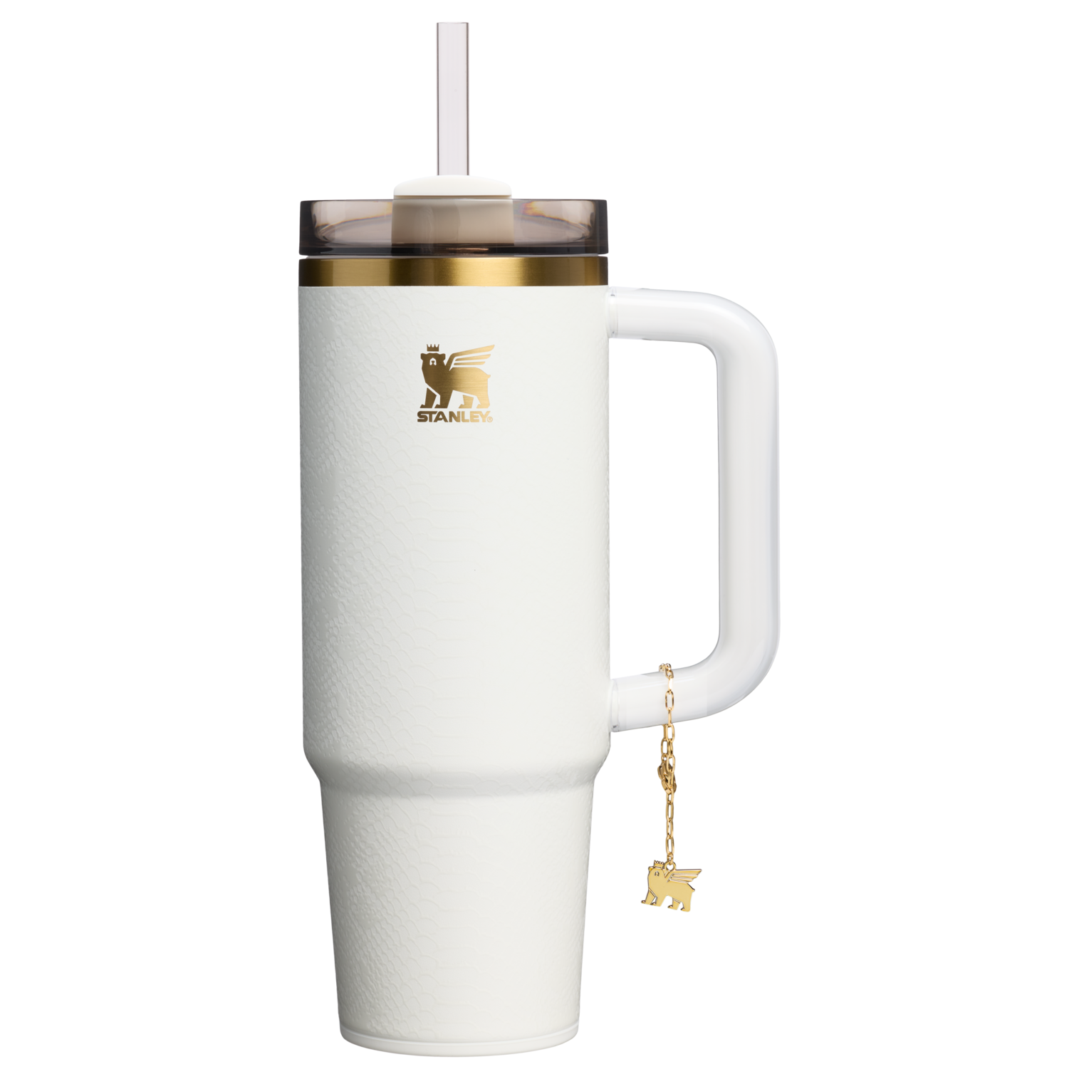 Double-Wall Vacuum The Quencher Luxe H2.0 Flowstate Tumbler D171F - Double-Wall Vacuum Insulated Travel Tumbler with Straw - Pale Stone Snakeskin