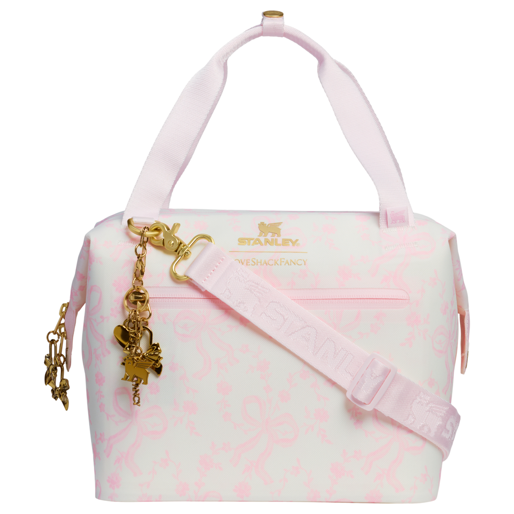 Ice-Retention Stanley 1913 x LoveShackFancy Holiday All Day Julienne Mini Cooler D194V - Julienne Series Portable Picnic Chiller Tote - Coquette Bow Winter Ice