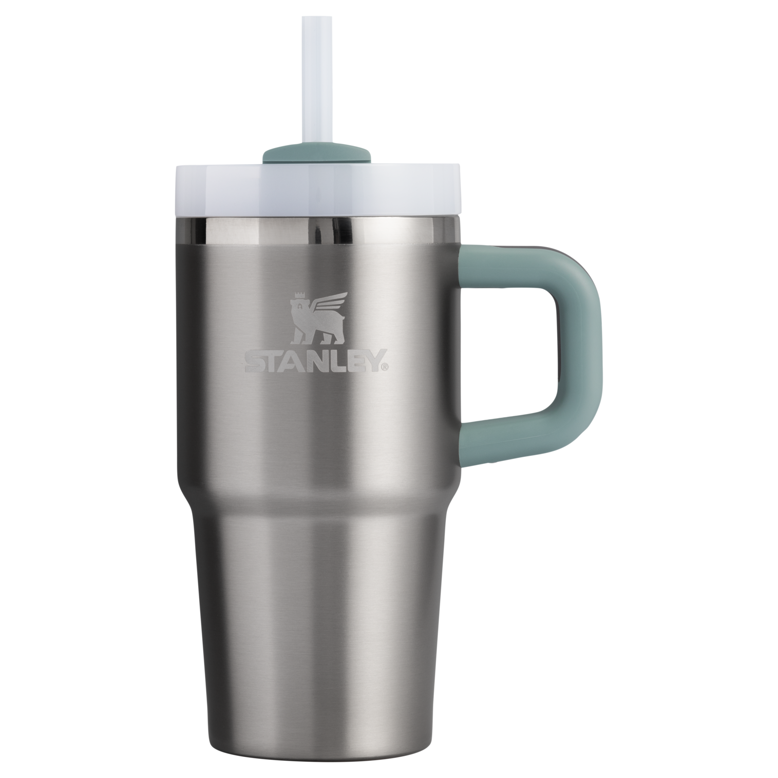 Splash-Resistant FlowState The Quencher H2.O Flowstate Tumbler with Handle | Stanley Create D309N - Double-Wall Vacuum Insulated Travel Tumbler with Straw Detail