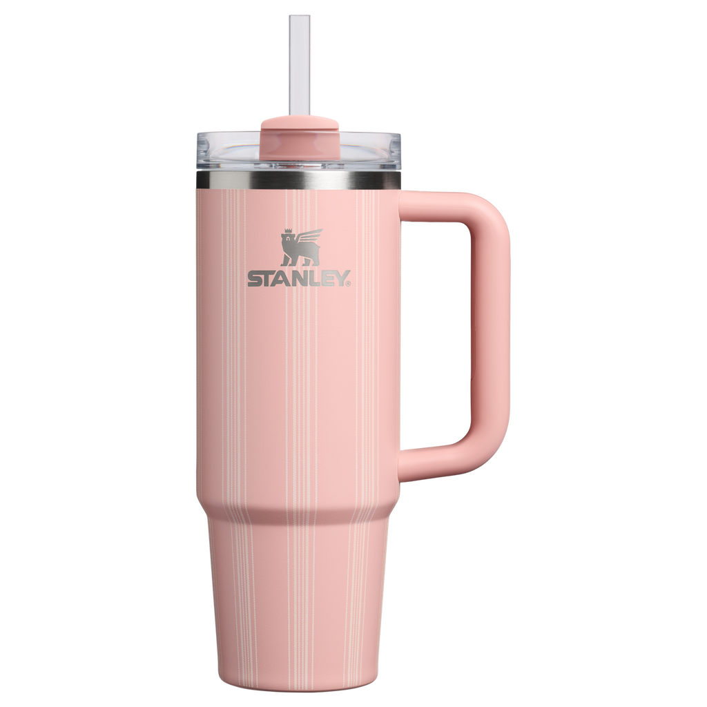 Large Capacity The Quencher H2.0 Flowstate Tumbler D343V - Premium Stainless Steel Straw Cup for All-Day Hydration - Peach Rose Picnic Stripe