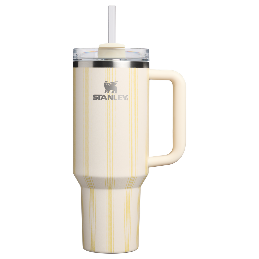 Car-Cup Friendly The Quencher H2.0 Flowstate Tumbler D342C - 40oz Large Capacity Car-Cup Friendly Quencher - Cream Picnic Stripe