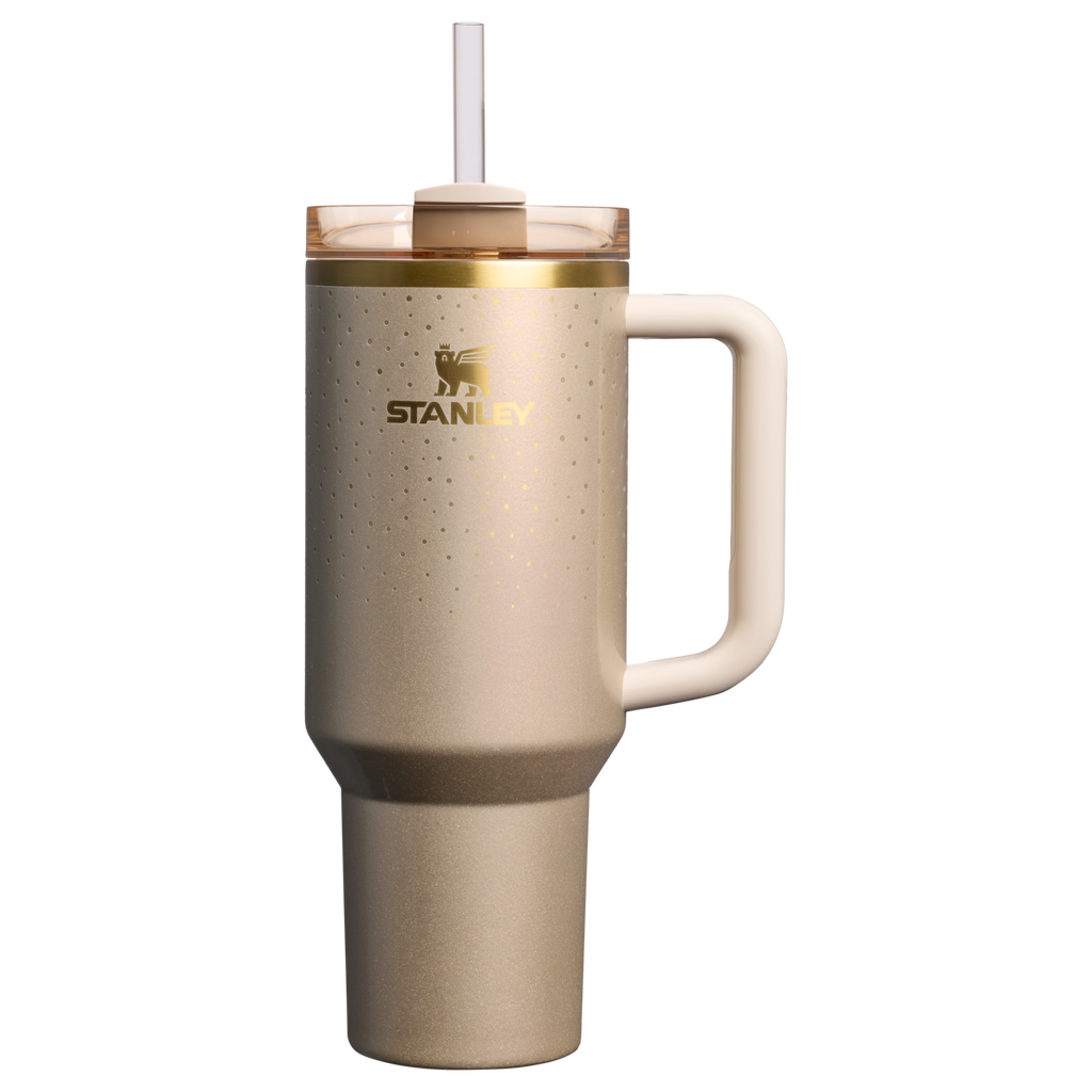 Splash-Resistant FlowState The Cheers & Cheer Quencher H2.0 Flowstate Tumbler D188Q - 40oz Large Capacity Car-Cup Friendly Quencher - Prosecco Shimmer