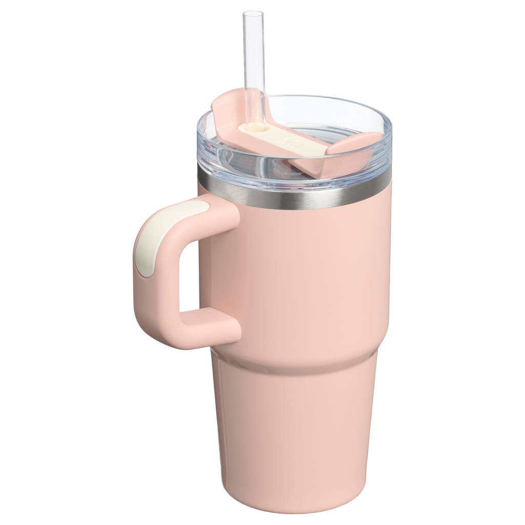Splash-Resistant FlowState The Quencher H2.O Flowstate Tumbler with Handle | Stanley Create D309N - Double-Wall Vacuum Insulated Travel Tumbler with Straw Detail
