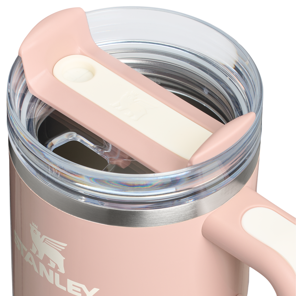 Splash-Resistant FlowState The Quencher H2.O Flowstate Tumbler with Handle | Stanley Create D309N - Double-Wall Vacuum Insulated Travel Tumbler with Straw Detail