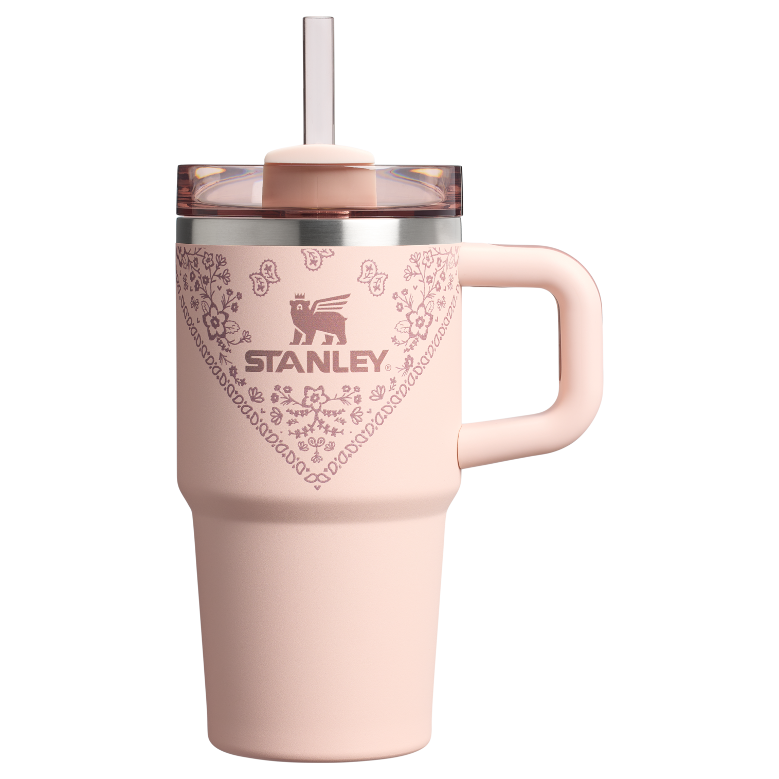Splash-Resistant FlowState The Quencher H2.O Flowstate Tumbler D124E - Double-Wall Vacuum Insulated Travel Tumbler with Straw - Conch Floral