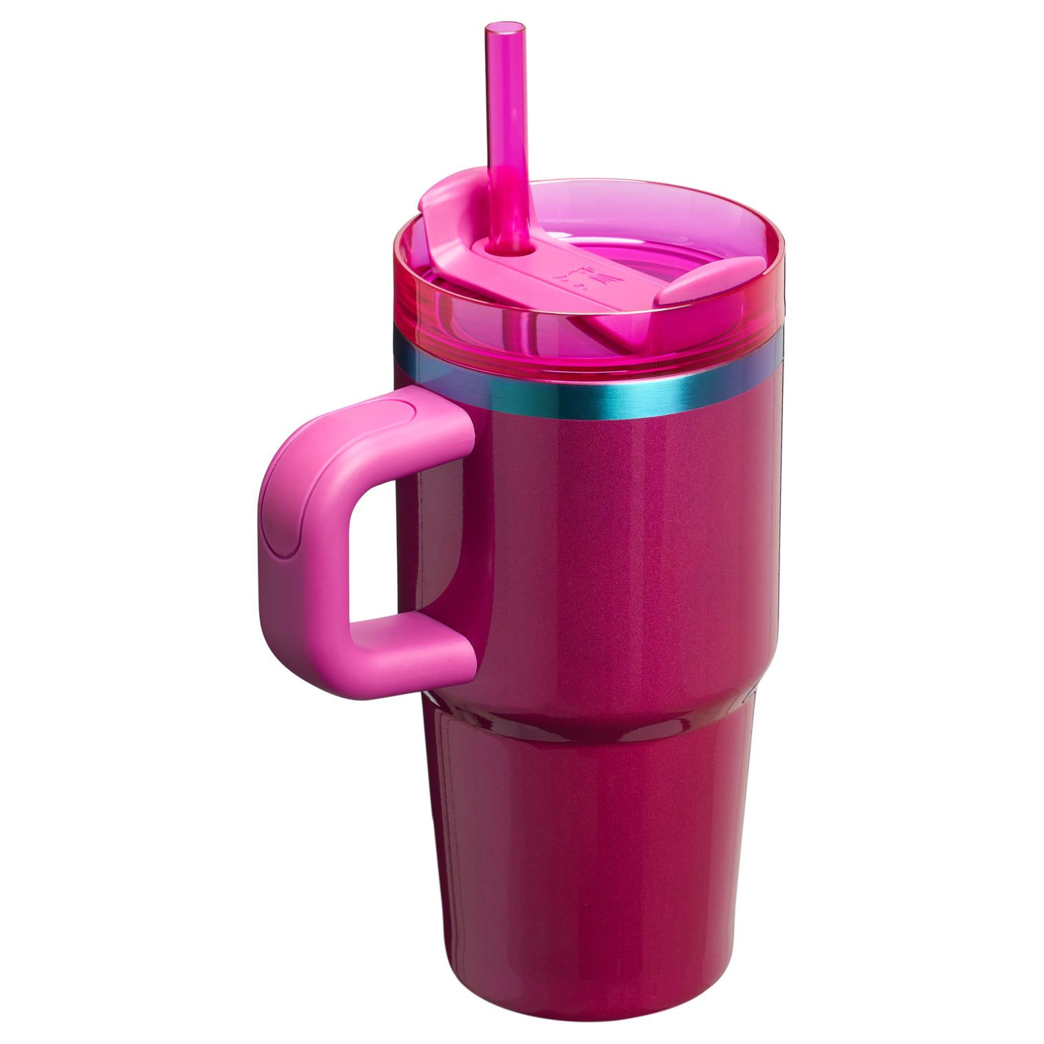 Splash-Resistant FlowState The Quencher H2.O Flowstate Tumbler with Handle | Stanley Create D309N - Double-Wall Vacuum Insulated Travel Tumbler with Straw Detail