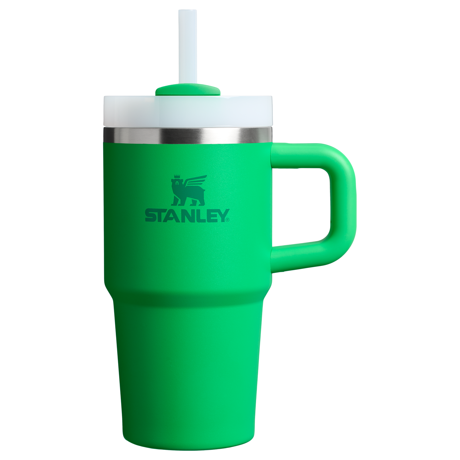 Splash-Resistant FlowState The Quencher H2.O Flowstate Tumbler with Handle | Stanley Create D309N - Double-Wall Vacuum Insulated Travel Tumbler with Straw Detail