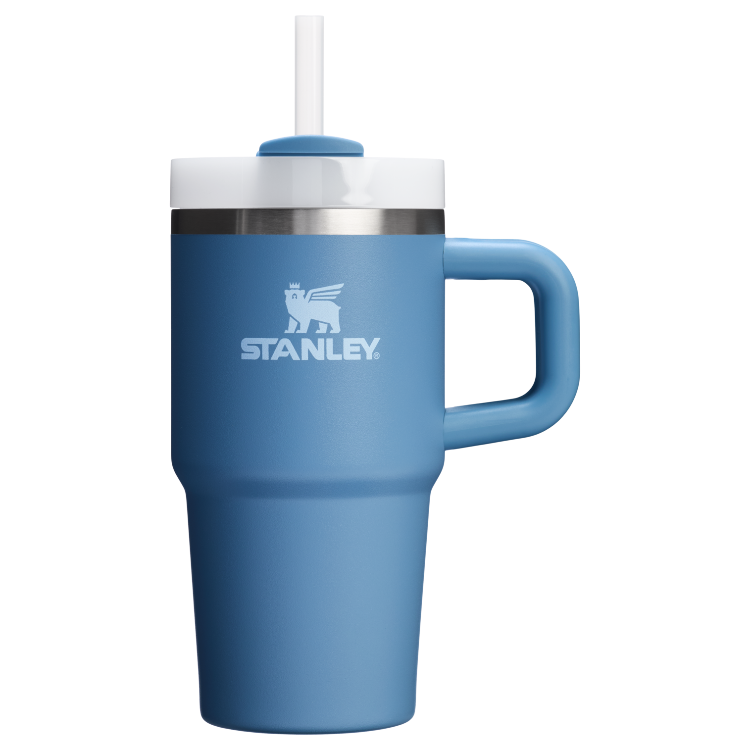Splash-Resistant FlowState The Quencher H2.O Flowstate Tumbler with Handle | Stanley Create D309N - Double-Wall Vacuum Insulated Travel Tumbler with Straw Detail