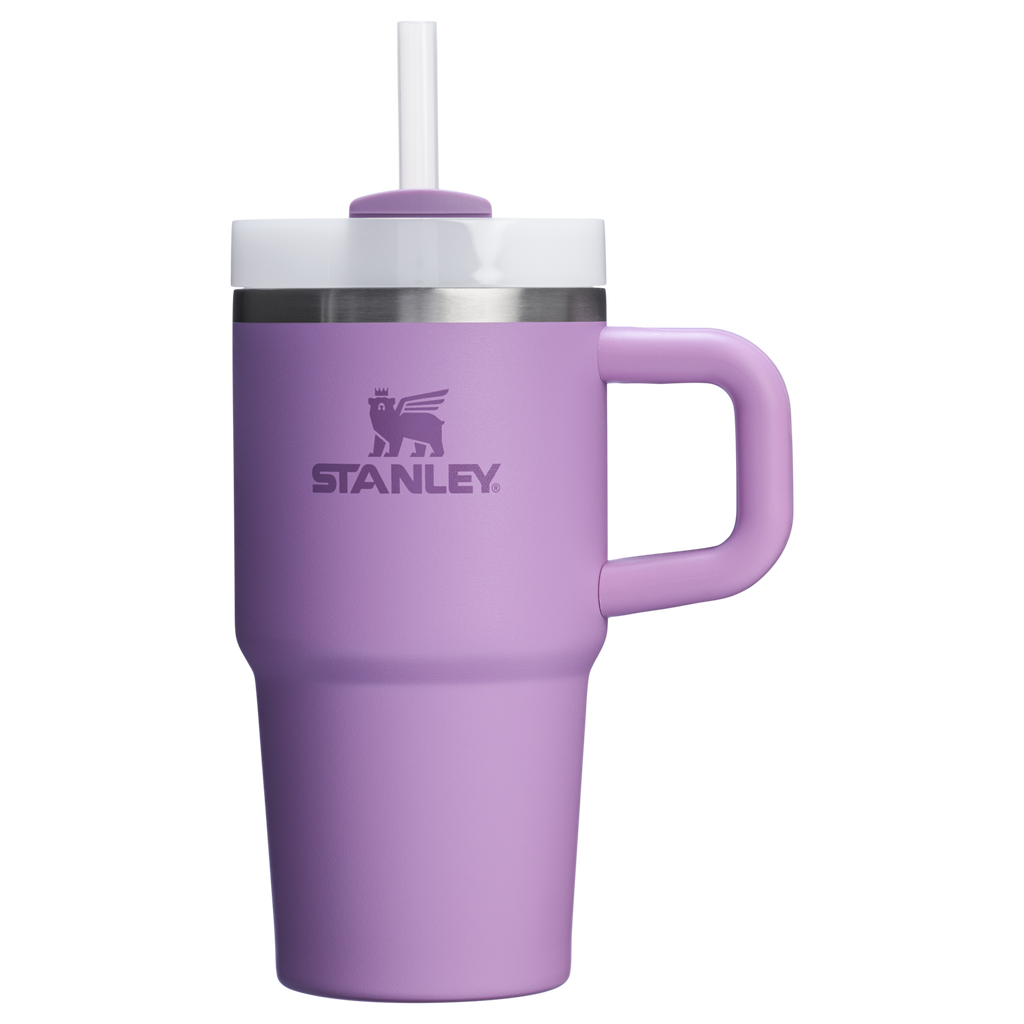 Splash-Resistant FlowState The Quencher H2.O Flowstate Tumbler with Handle | Stanley Create D309N - Double-Wall Vacuum Insulated Travel Tumbler with Straw Detail
