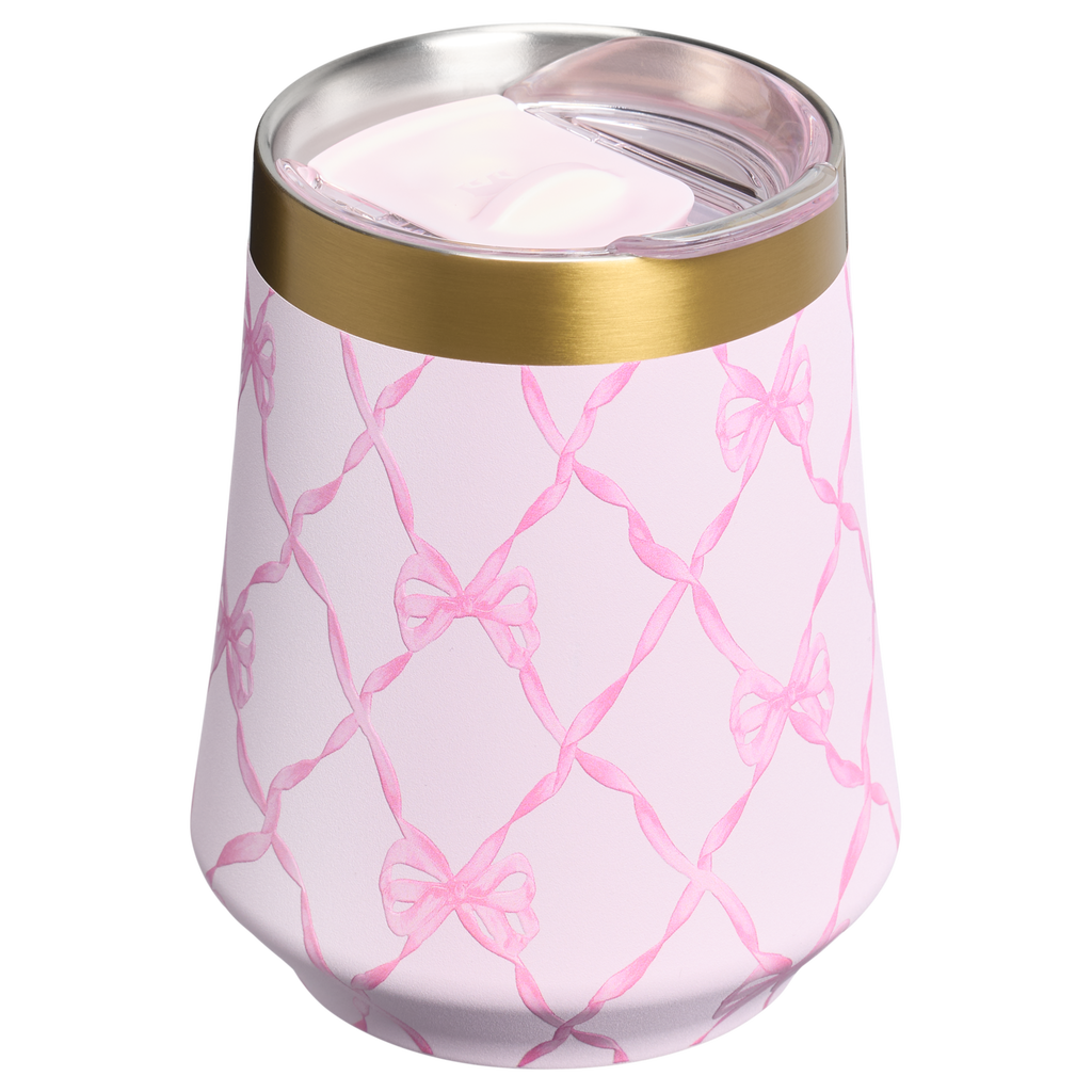Premium Matte Stanley 1913 x LoveShackFancy Holiday Reserve Wine Tumbler D367F - Shatterproof Flavor-Preserving Cocktail Tumbler with Lid Detail
