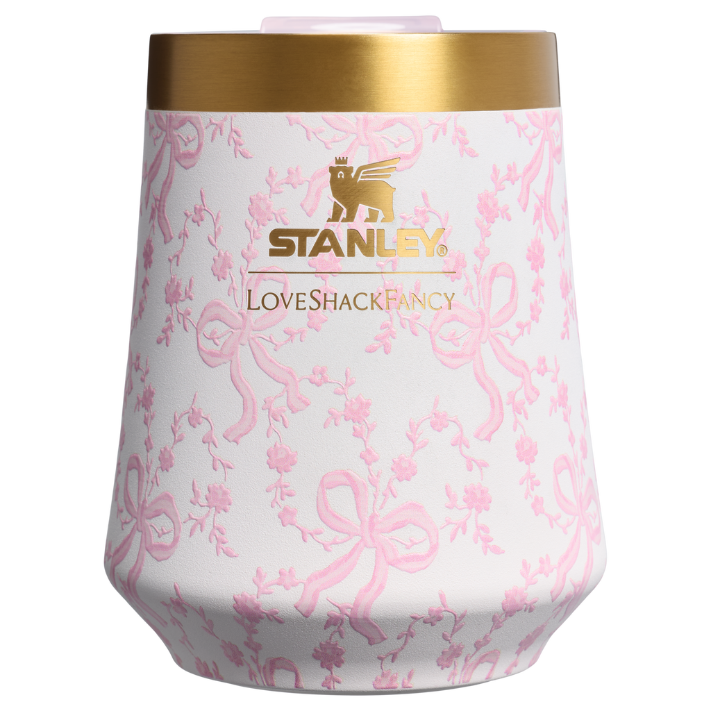 Flavor-Preserving Stanley 1913 x LoveShackFancy Holiday Reserve Wine Tumbler D204X - Reserve Collection Stainless Steel Whiskey Cup - Coquette Bow Chantilly
