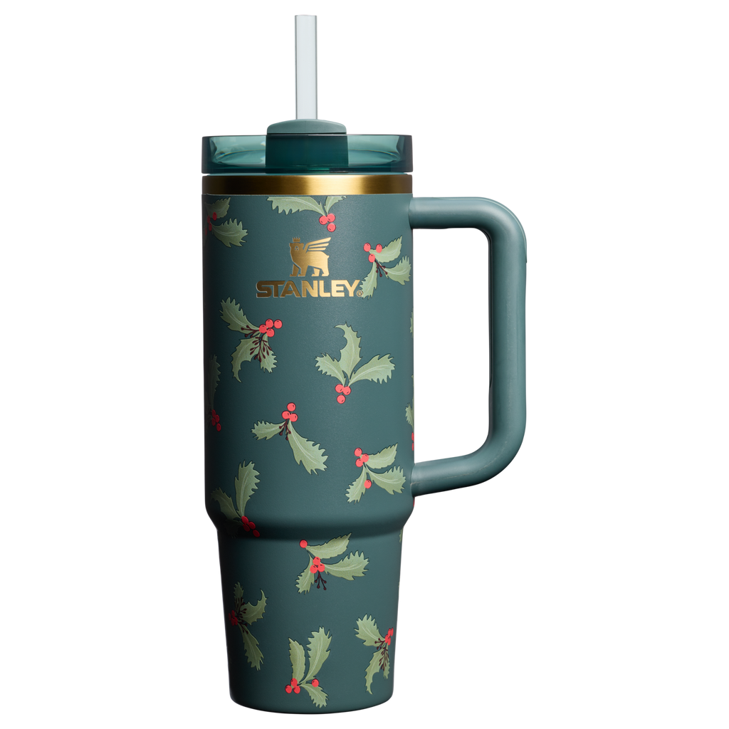 Splash-Resistant FlowState The Cheers & Cheer Quencher H2.0 Flowstate Tumbler D189S - FlowState 3-Position Lid Insulated Travel Mug - Holiday Botanical