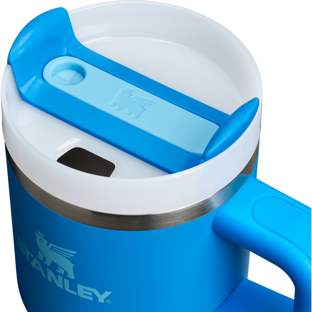 Splash-Resistant FlowState The Quencher H2.O Flowstate Tumbler with Handle | Stanley Create D309N - Double-Wall Vacuum Insulated Travel Tumbler with Straw Detail