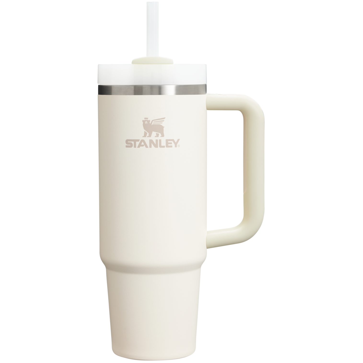 Splash-Resistant FlowState The Quencher H2.0 Flowstate Tumbler | Stanley Create D331C - Premium Stainless Steel Straw Cup for All-Day Hydration - Cream 2.0