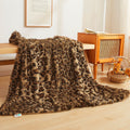 Decorative Knitted Luxury Faux Fur Leopard Print Throw, Soft 50x60 Cheetah Print Fluffy Blanket, Shaggy Plush Decorative Couch Throw, Cu... - Lightweight Plush Warm Blanket for All Seasons - Default Title