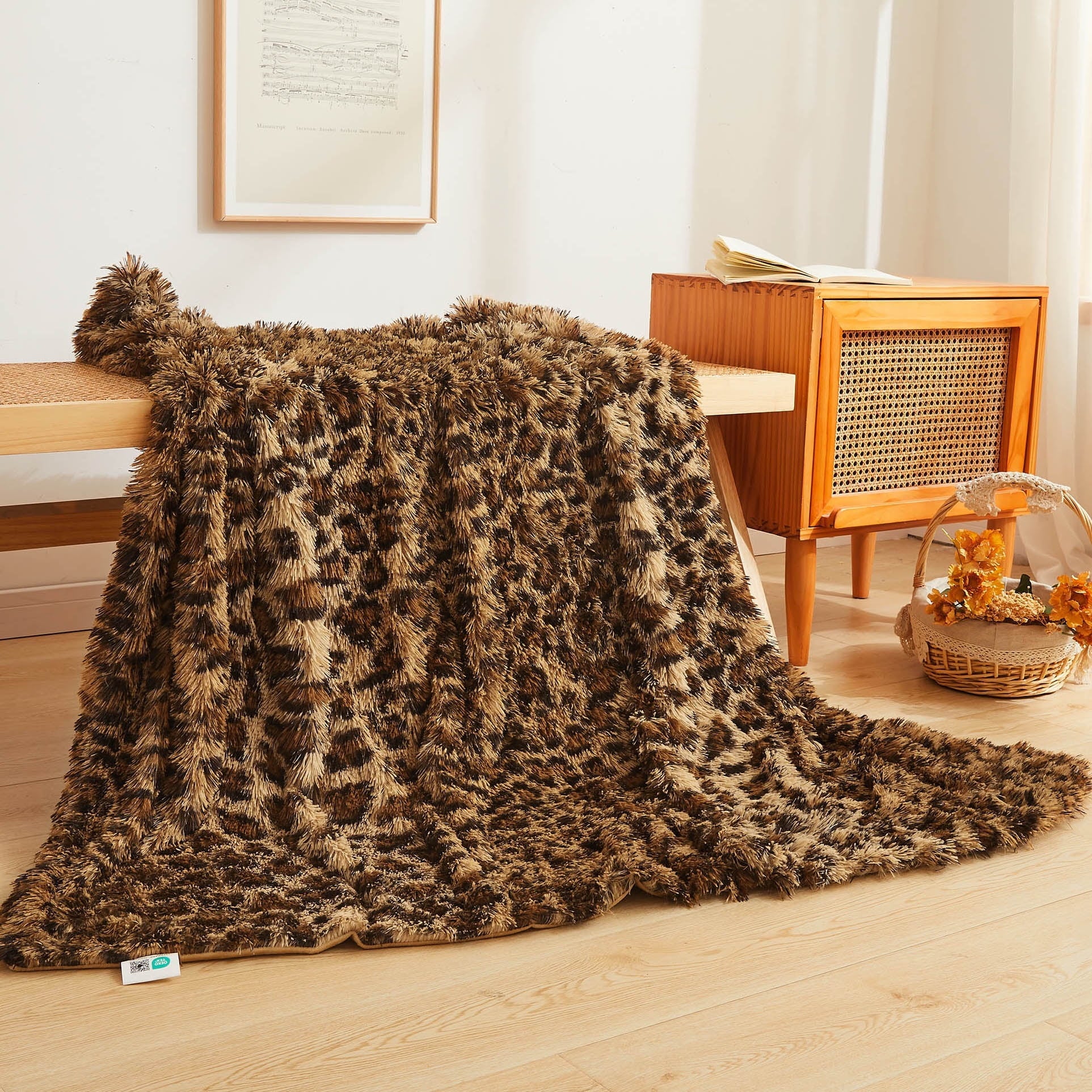 Decorative Knitted Luxury Faux Fur Leopard Print Throw, Soft 50x60 Cheetah Print Fluffy Blanket, Shaggy Plush Decorative Couch Throw, Cu... - Lightweight Plush Warm Blanket for All Seasons - Default Title