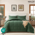 All-Season 3-Piece Twin Size Comforter Set, Green Down Alternative Reversible Bedding Set, All-Season Quilted Soft Comforter wit... - All-Season Down Alternative Comforter Insert - Default Title