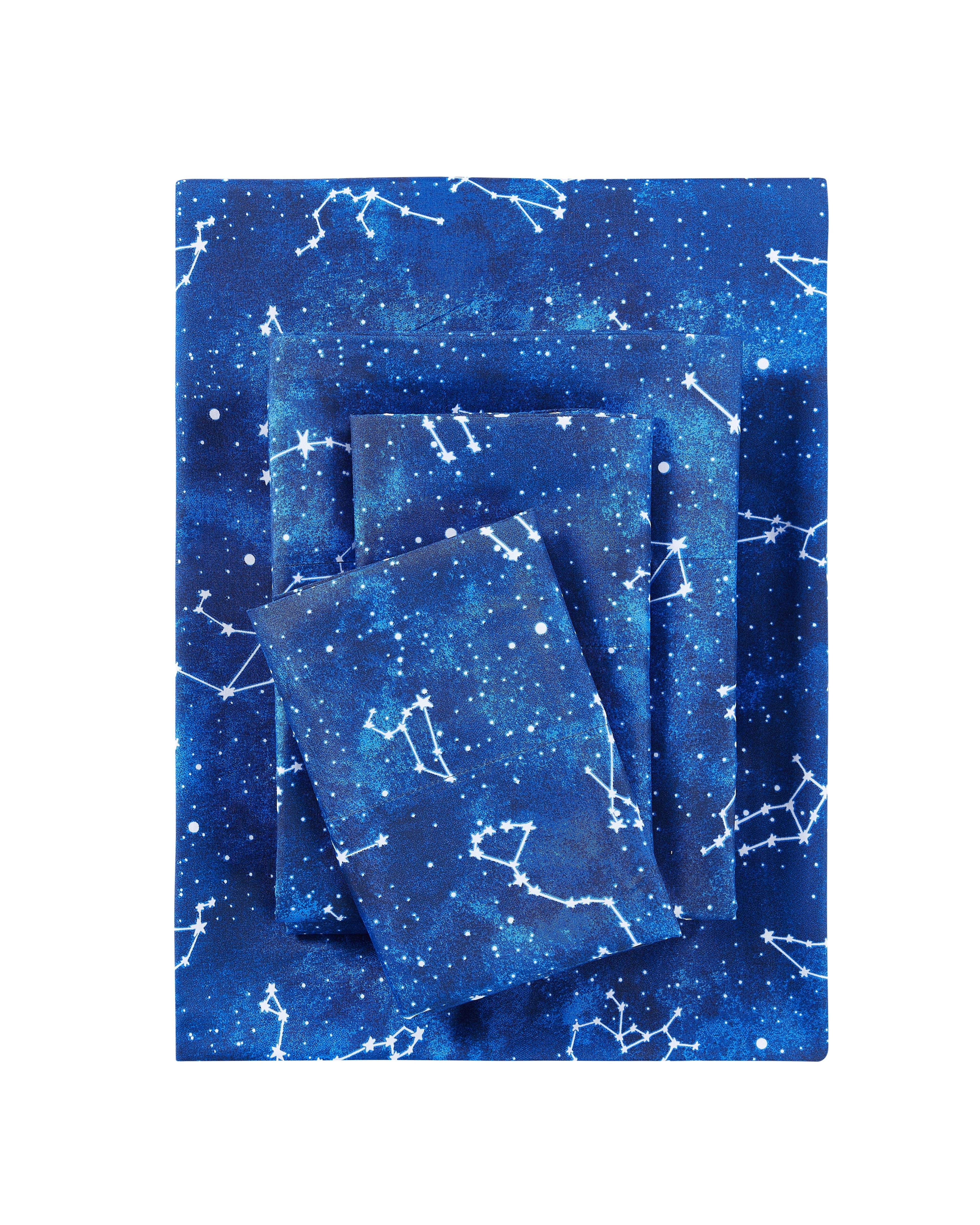 Ultra-Soft Kids Soft Microfiber Sheet Set, Navy Blue Stars, Full, 4 Pieces, Easy Care - Breathable Egyptian Cotton Flat & Fitted Sheets - Default Title