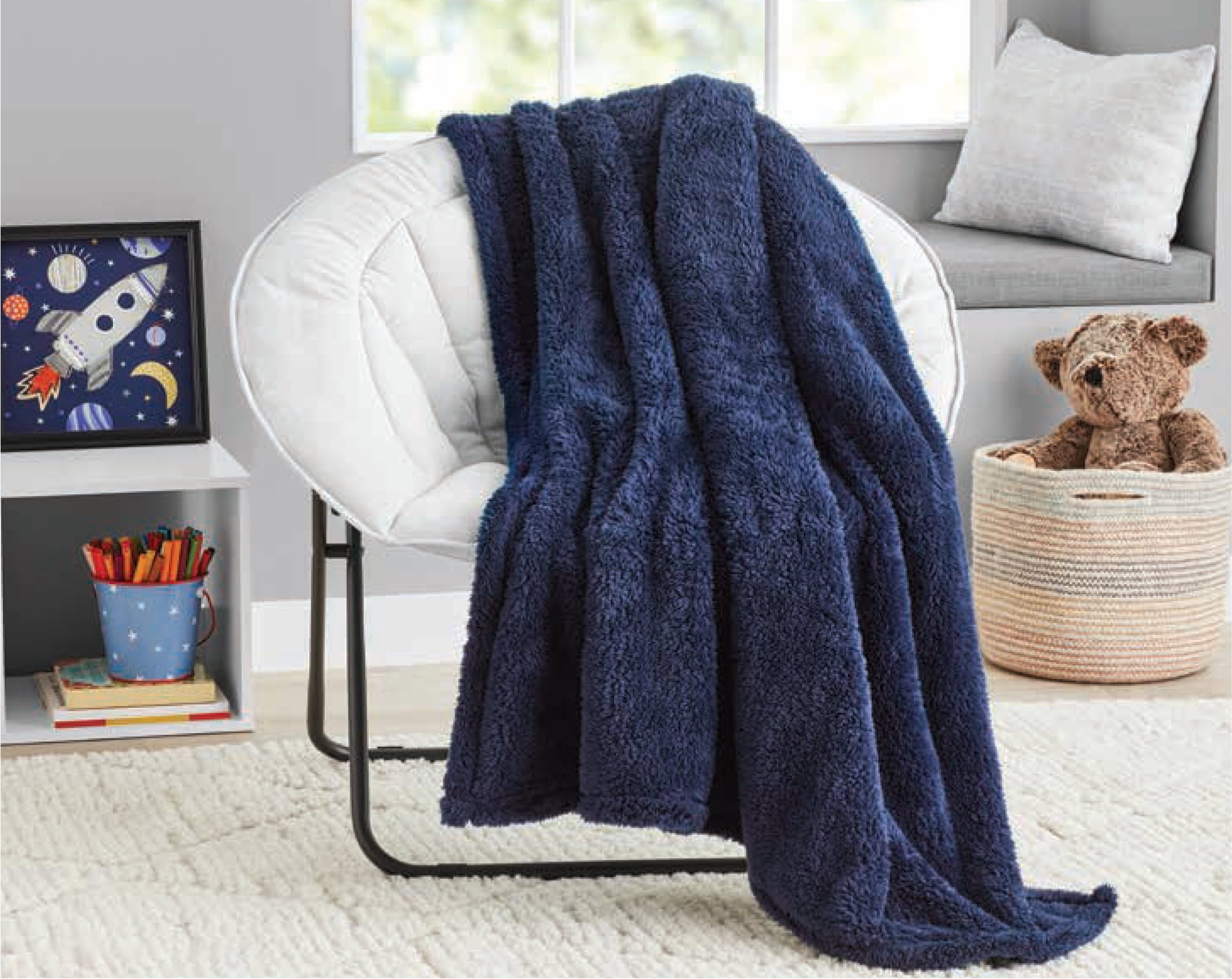 Cozy Fleece Soft, Navy Blue, Oversized, Fuzzy, Throw Blanket for Kids, 72 x 50 inches - Cozy Fleece Throw Blanket for Couch & Bed - Default Title