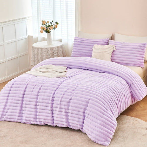All-Season Fleece Twin Comforter Set, Light Purple Super Soft Furry Plush Bedding, Luxury Fluffy Fuzzy Heavy Bed Set for Winter ... - Hypoallergenic Ultra-Fluffy Quilt for Winter - Default Title