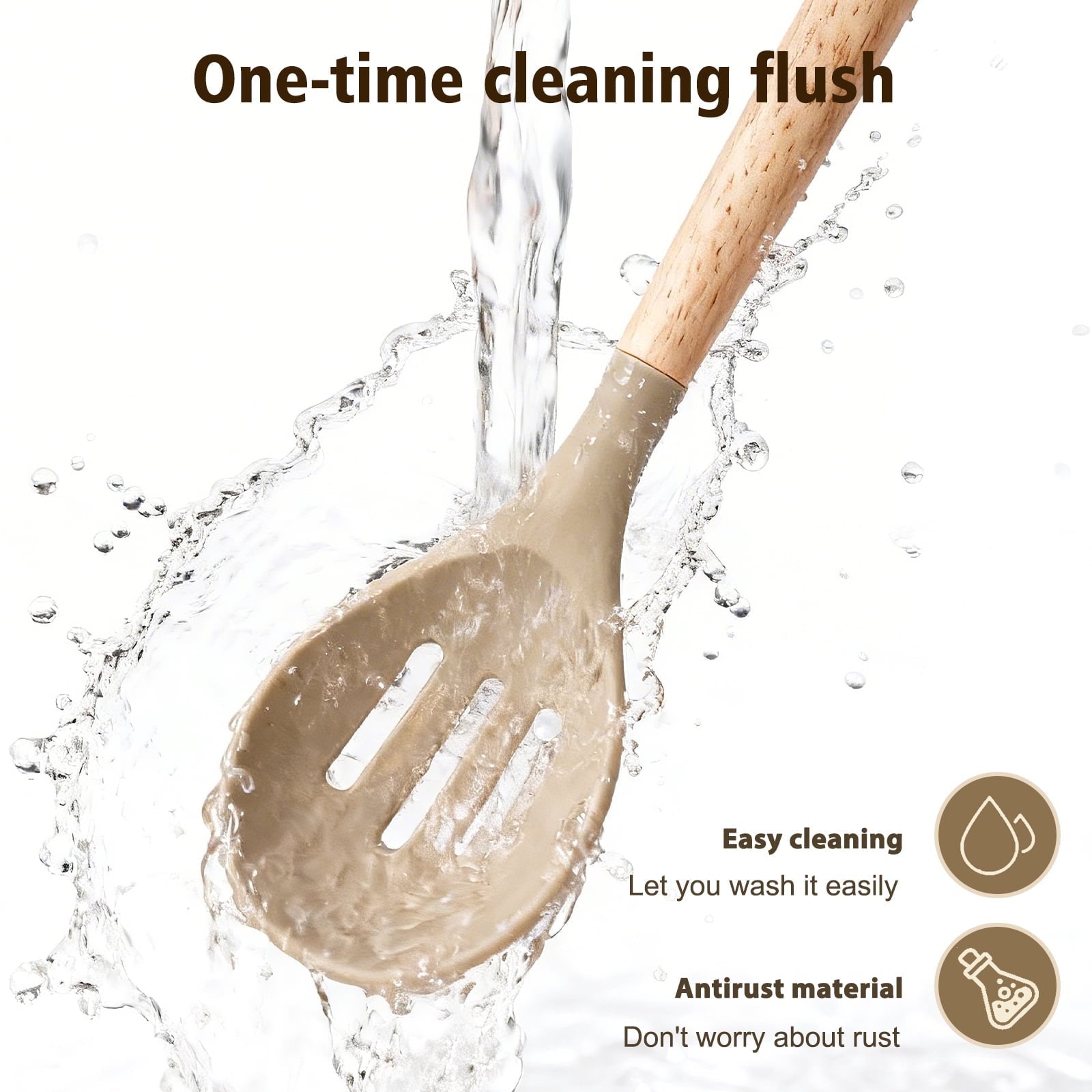 Heat-Resistant Silicone Cooking Utensils Set, Heat Resistant Kitchen Tools, 36 PCS Non-Stick Silicone Cooking Kitchen Utensils, Khaki - Premium Stainless Steel Cooking Utensil for Non-Stick Pots Detail