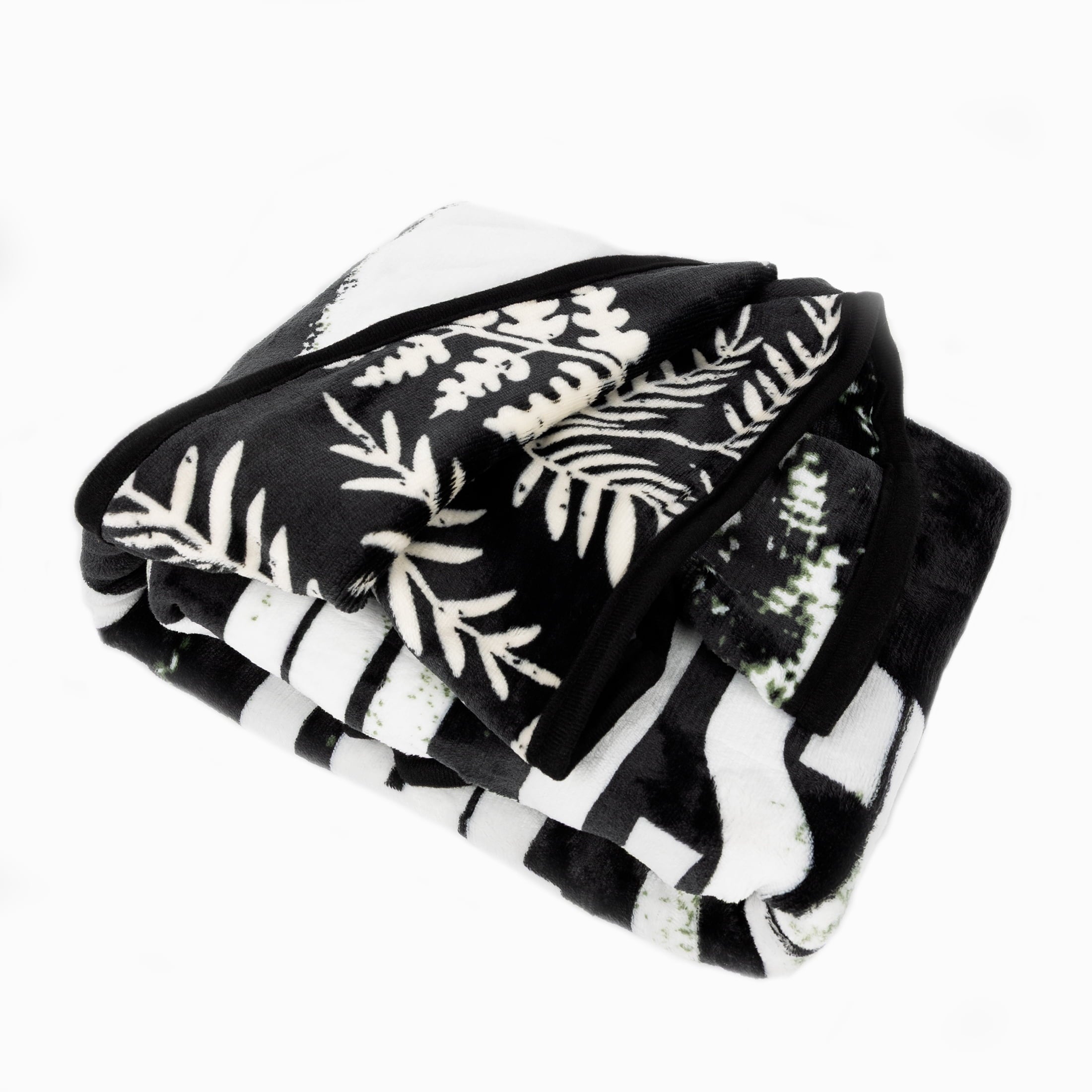 Super Soft Flannel Black and White Polyester Throw Blanket, 50" X 60" - Lightweight Plush Warm Blanket for All Seasons Detail