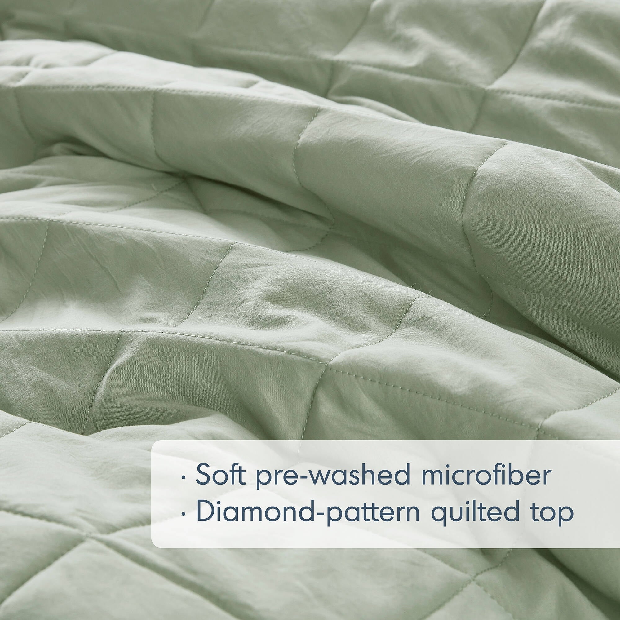 Heavyweight Warmth Full/Queen Comforter Set Sage, 3 Pieces Quilted Ruffle Comforters Full/Queen Size, Solid Bedding Comforters Sets, Gif... - Luxurious Quilted Duvet Cover Set Detail