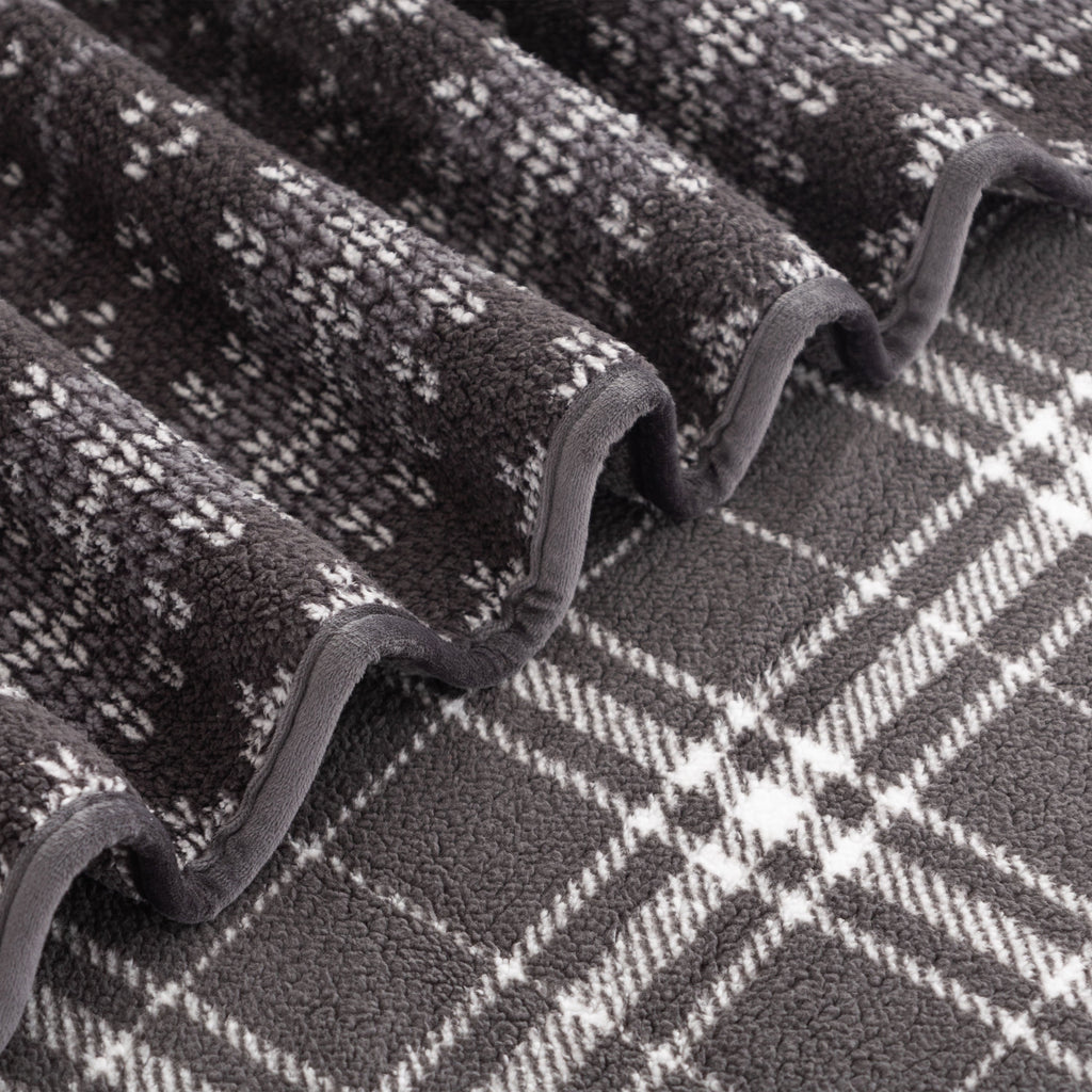 Super Soft Flannel Berkshire Life Reversible Printed Hampshire Soft Throw Blanket, Glacier Fair Isle - Luxury Knitted Decorative Throw Blanket with Fringes Detail