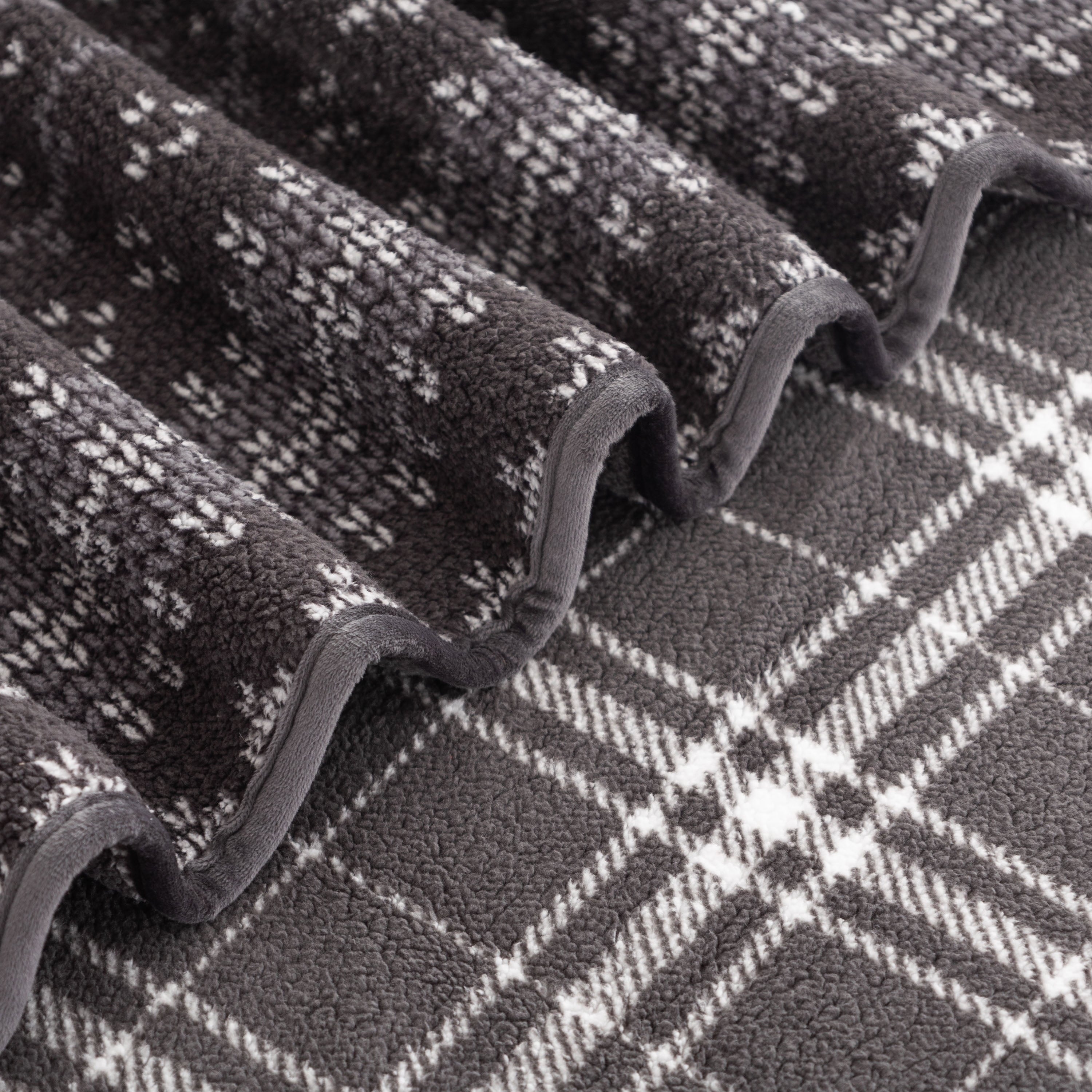 Super Soft Flannel Berkshire Life Reversible Printed Hampshire Soft Throw Blanket, Glacier Fair Isle - Luxury Knitted Decorative Throw Blanket with Fringes Detail