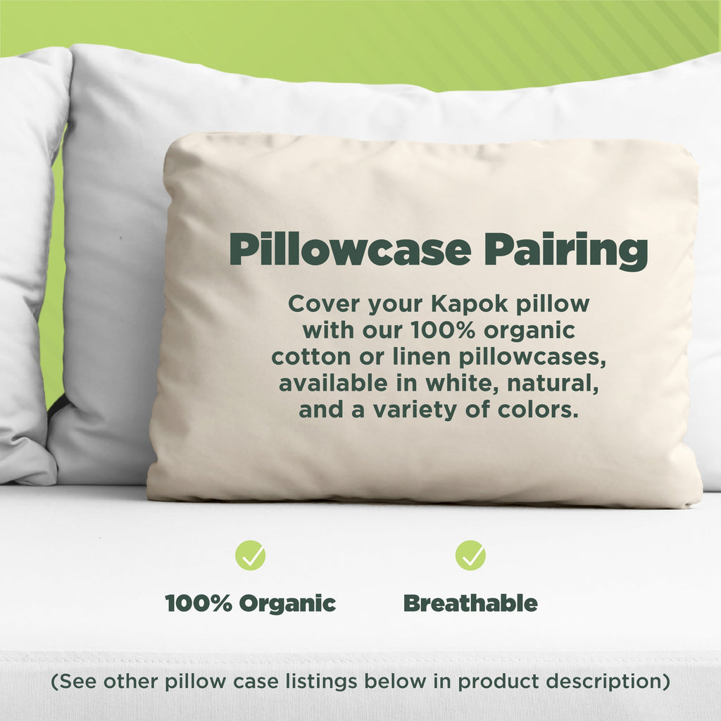 Hotel Collection Kapok 20x26" Standard Bed Pillow – Organic Cotton Fabric Soft Sleeping Pillow - Made in USA - Ergonomic Memory Foam Pillow for Neck Pain Support Detail