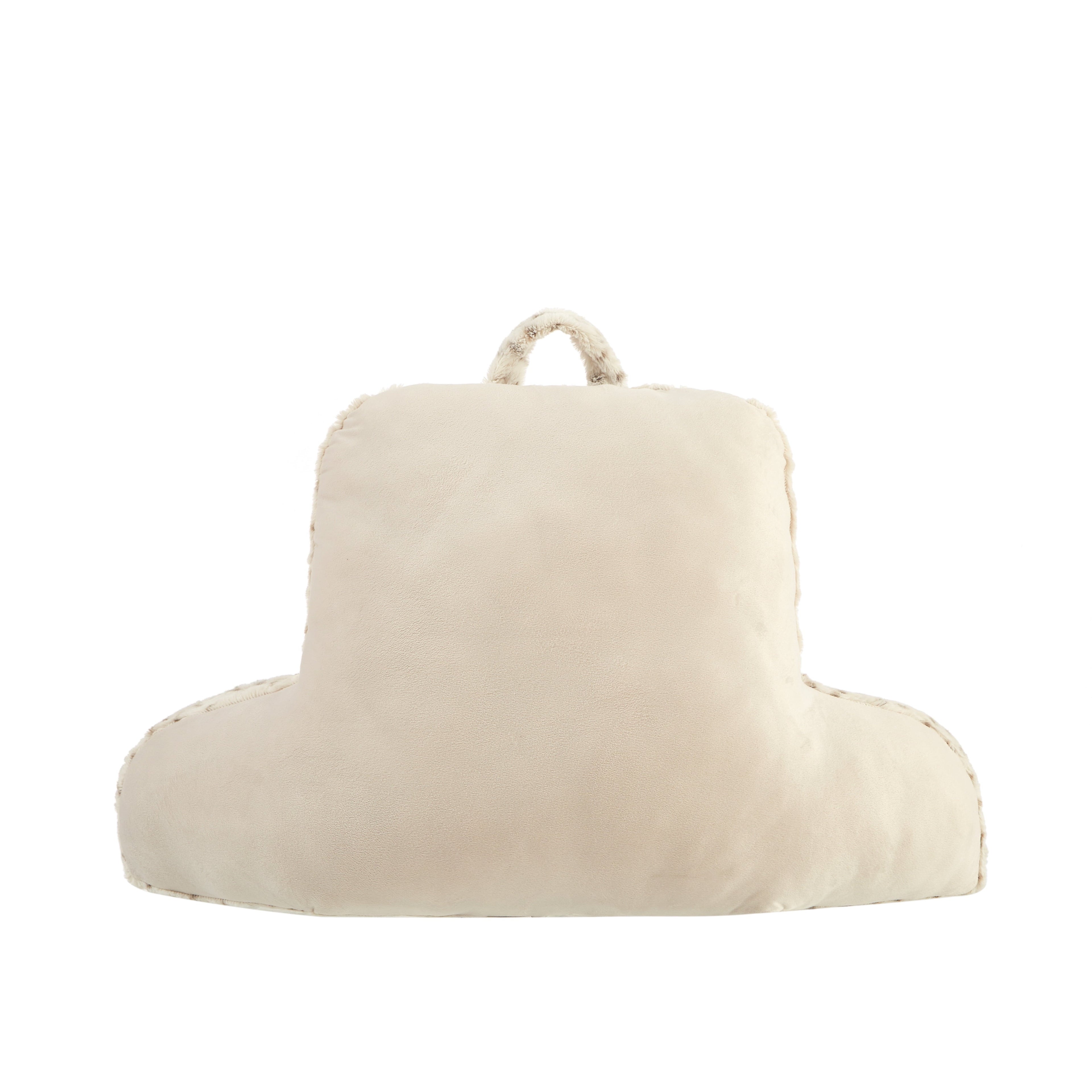 Decorative Plump Faux Fur Backrest Pillow for Adults, 23"x 30" Snow Leopard - Hotel Quality Plush Sleeping Pillows Detail