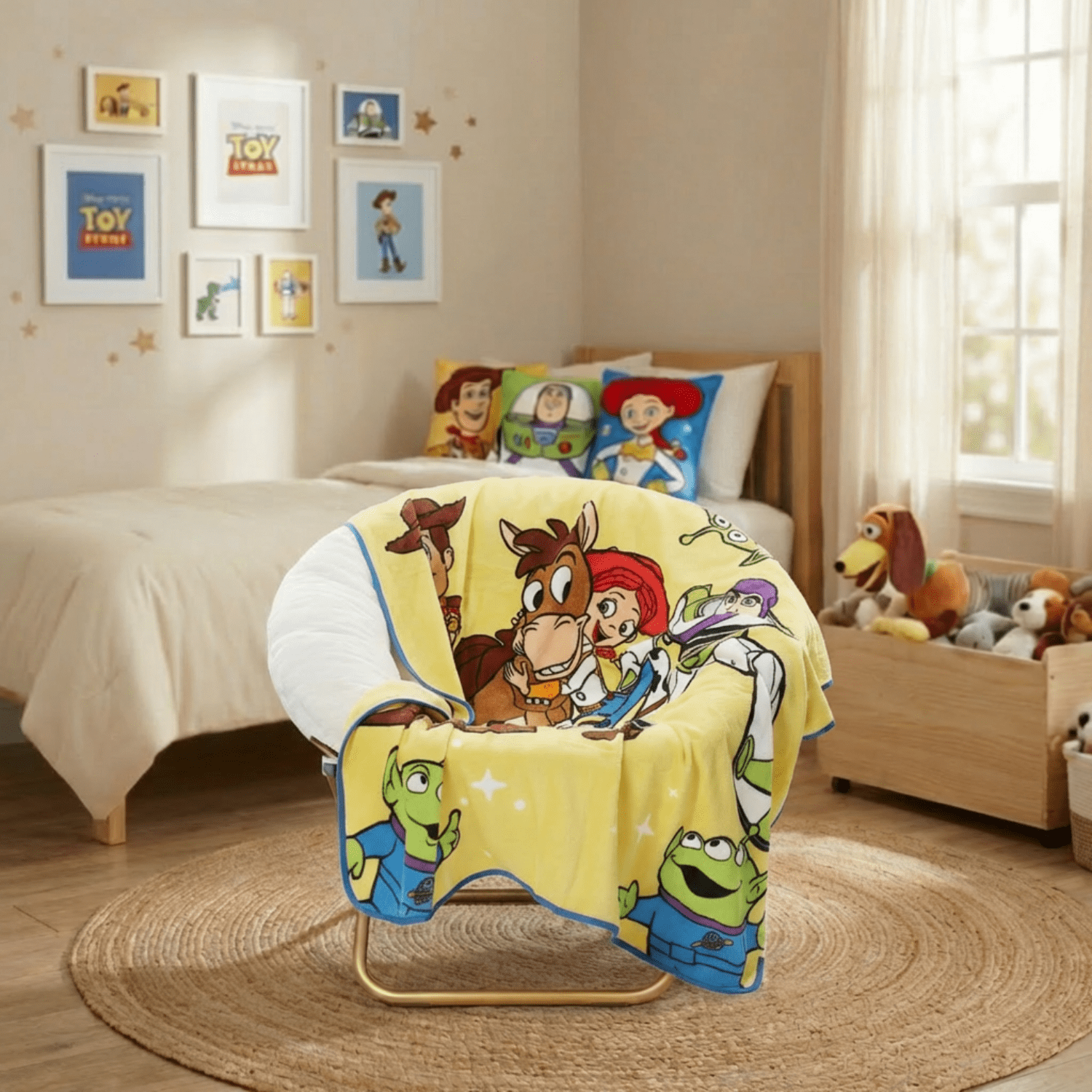 Lightweight Warm Space Kids Throw Blanket, Soft Coral Fleece, Yellow, 46" x 60" - Lightweight Plush Warm Blanket for All Seasons Detail
