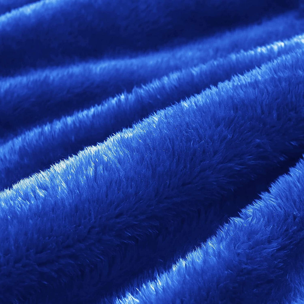 Reversible Sherpa Plush Fuzzy Fleece Throw Blanket (40" x 50", Cobalt Blue)- Soft, Warm and Lightweight - Lightweight Plush Warm Blanket for All Seasons Detail