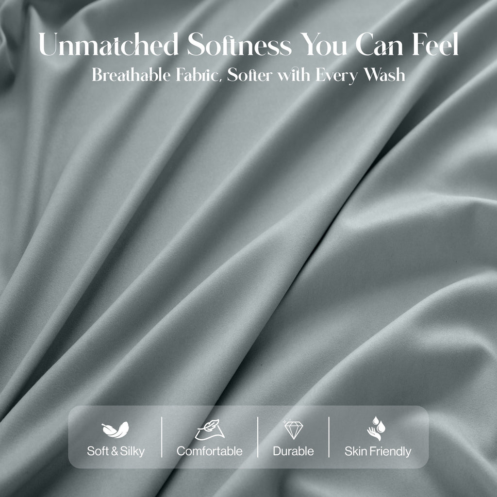 Premium Egyptian Cotton Bed Sheets - 6 Piece Ultra-Soft Microfiber Sheets Set, Deep Pocket Fitted Sheet, Flat Sheet & 4 Pillowcases, Breathab... - Premium Ultra-Soft Pillowcase Pair for Sleeping Detail