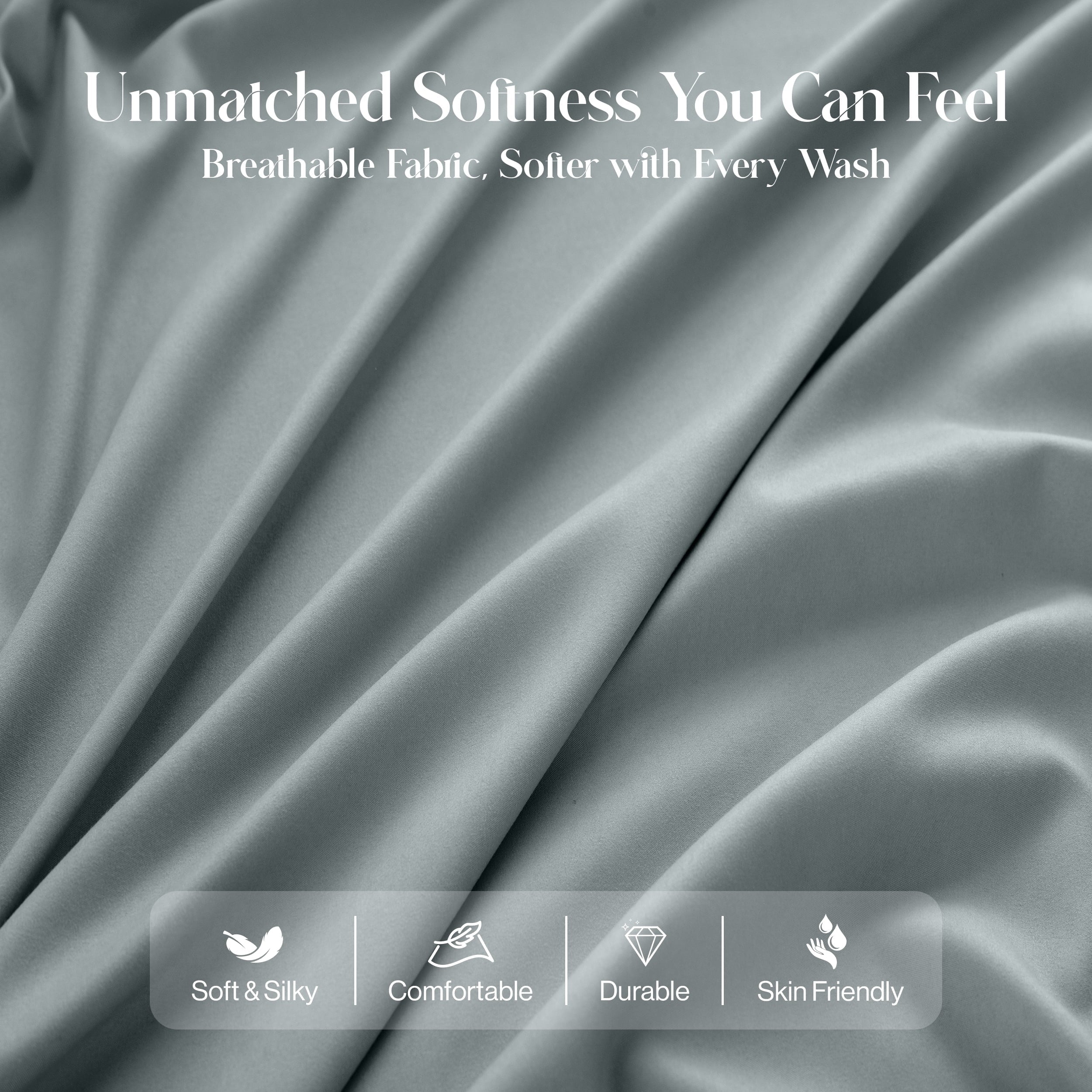 Premium Egyptian Cotton Bed Sheets - 6 Piece Ultra-Soft Microfiber Sheets Set, Deep Pocket Fitted Sheet, Flat Sheet & 4 Pillowcases, Breathab... - Premium Ultra-Soft Pillowcase Pair for Sleeping Detail