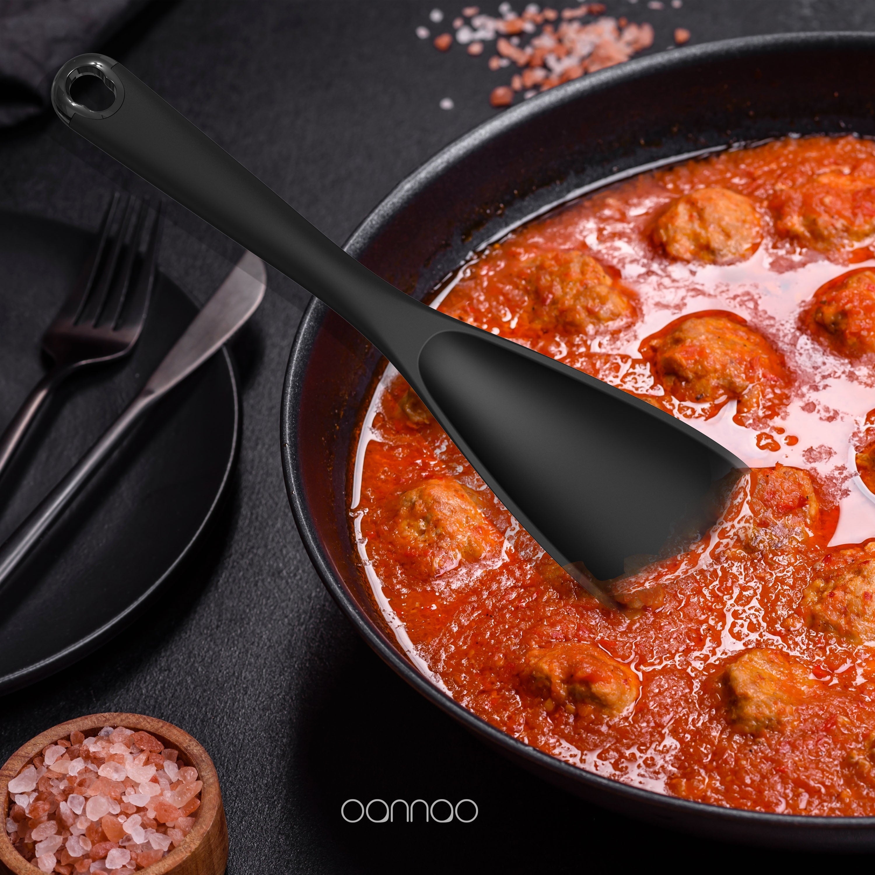 Seamless One-Piece Silicone Kitchen Utensils Set, 600°F Heat Resistant Silicone Cooking Utensils, Spatula, Spoon, Whisk, Tongs, Kitchen ... - Ergonomic Kitchen Tongs and Cooking Spoon Utensil Detail