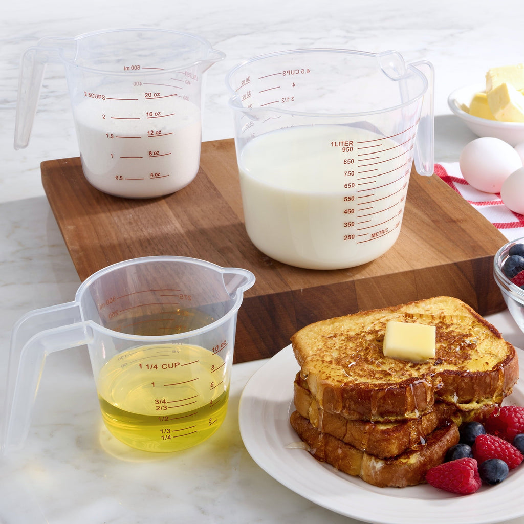 Innovative 3-Piece Tapered Spout Nesting Plastic Measuring Cups Set, Clear - Multi-Functional Manual Food Chopper & Slicer Detail