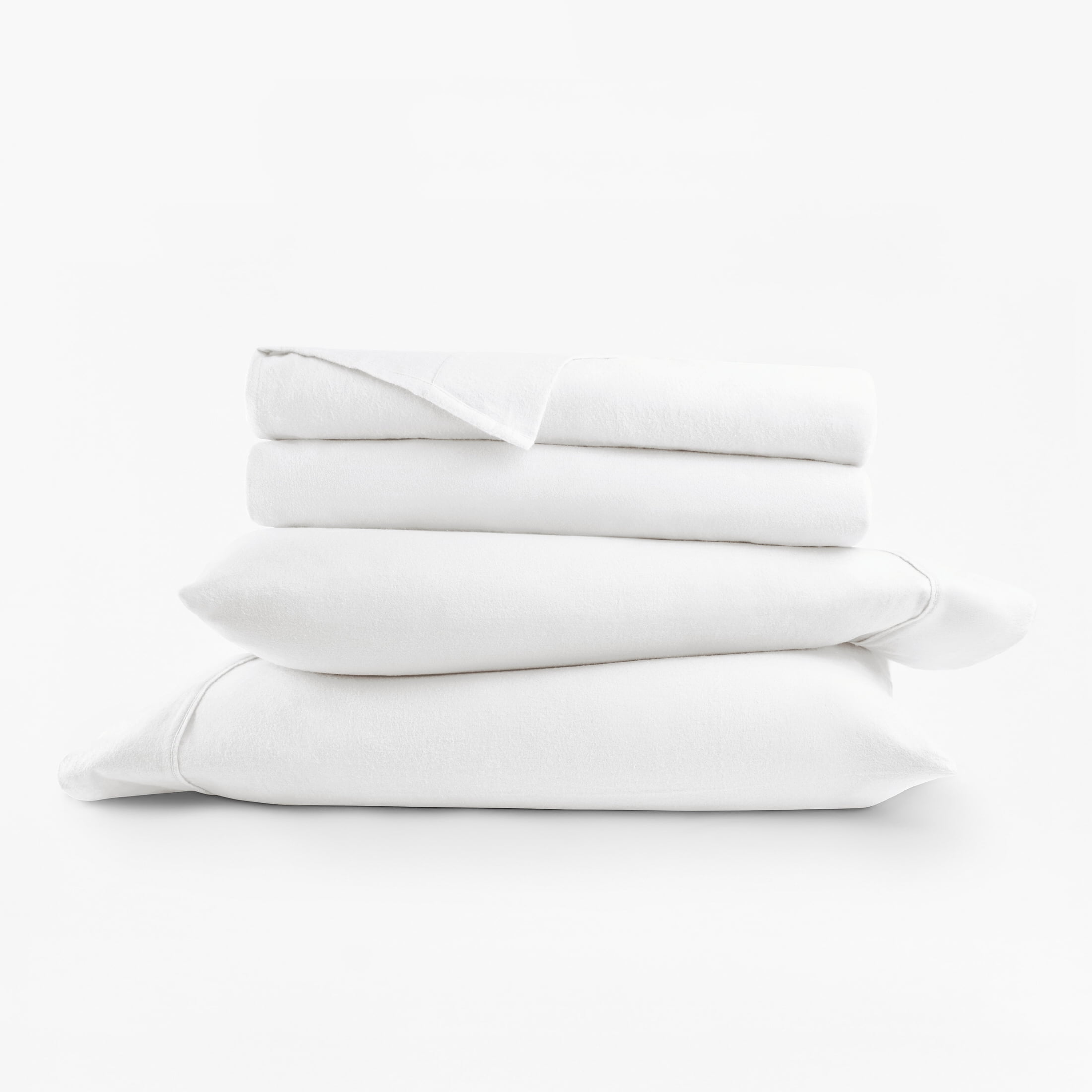 Ultra-Soft 100% Cotton Flannel Bed Sheets Set for Full Size Bedding in White - Cooling Hotel Quality Bedding Sheets and Pillowcases Detail