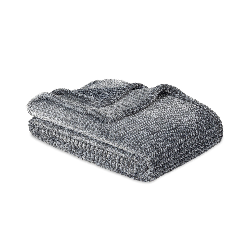 Cozy Fleece Plush Textured Heathered Soft Oversized Throw Blanket, Gray - Lightweight Plush Warm Blanket for All Seasons Detail