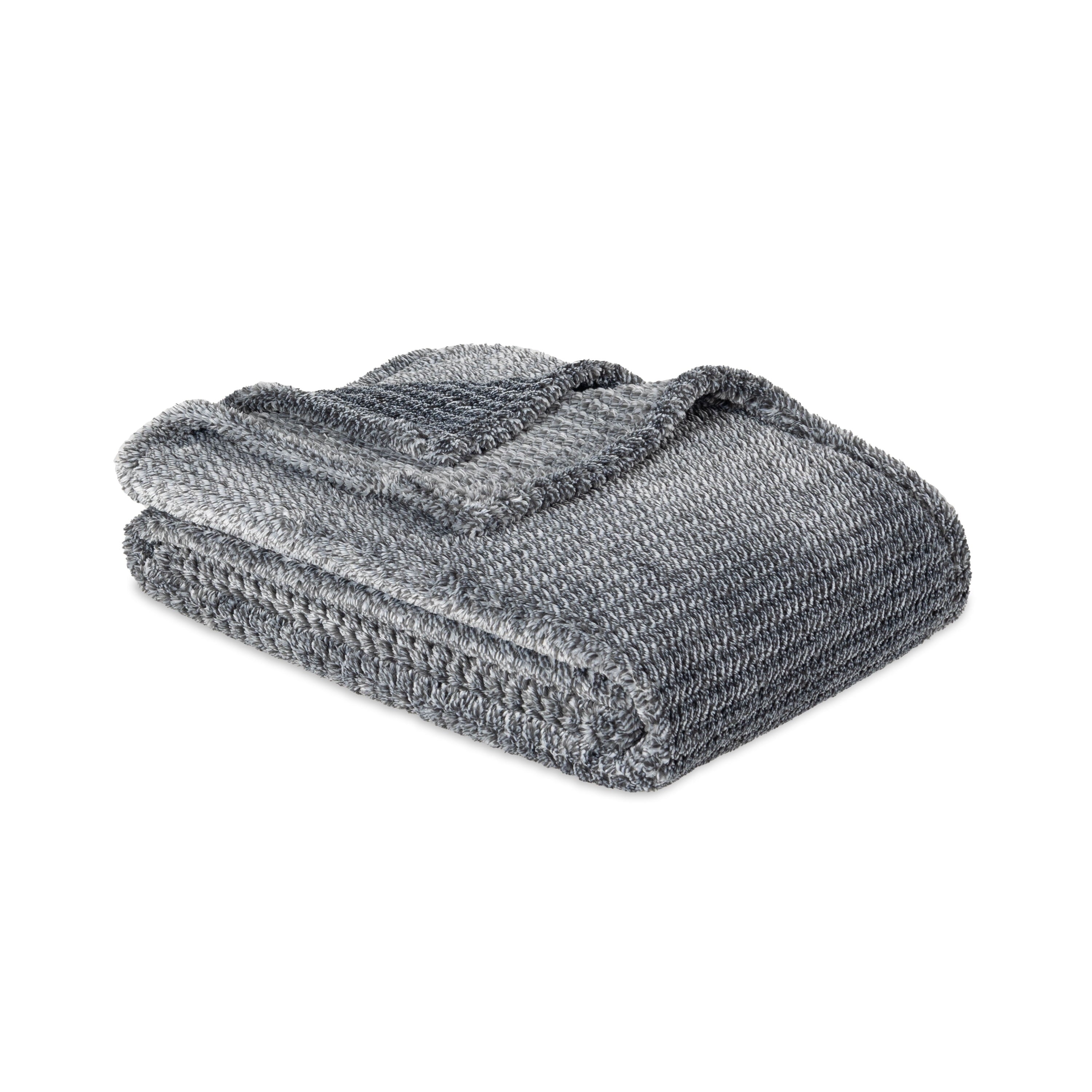 Cozy Fleece Plush Textured Heathered Soft Oversized Throw Blanket, Gray - Lightweight Plush Warm Blanket for All Seasons Detail